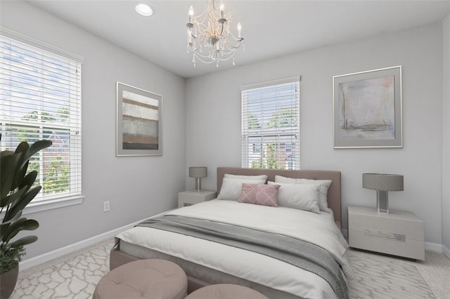 1009 Grey Fox Cir, Bridgeville, PA 15017 - carpeted bedroom featuring a chandelier and baseboards