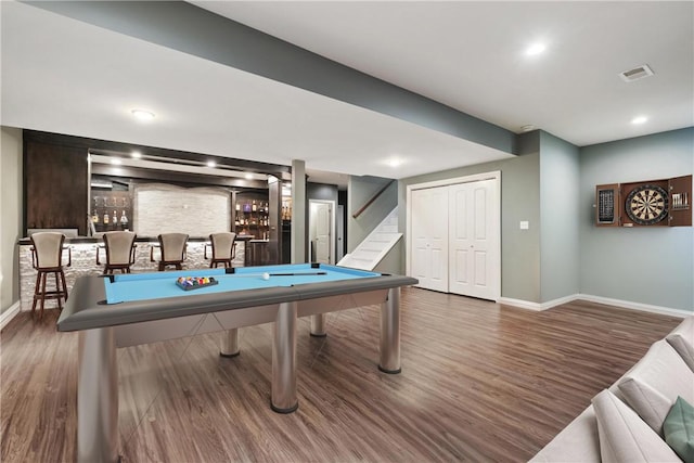 507 Saddlewood Dr, Peters Twp, PA 15367 - rec room featuring a dry bar, wood finished floors, and pool table