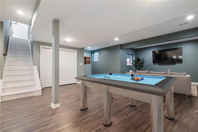 507 Saddlewood Dr, Peters Twp, PA 15367 - recreation room featuring wood finished floors, pool table, and recessed lighting