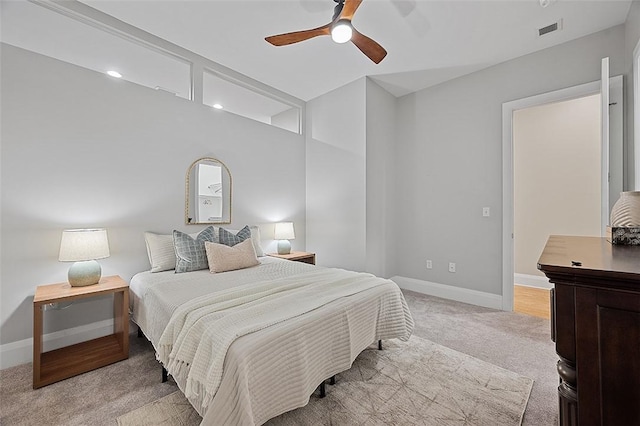 301 5th Unit 505, Downtown Pgh, PA 15222 - bedroom with light carpet, recessed lighting, and a ceiling fan