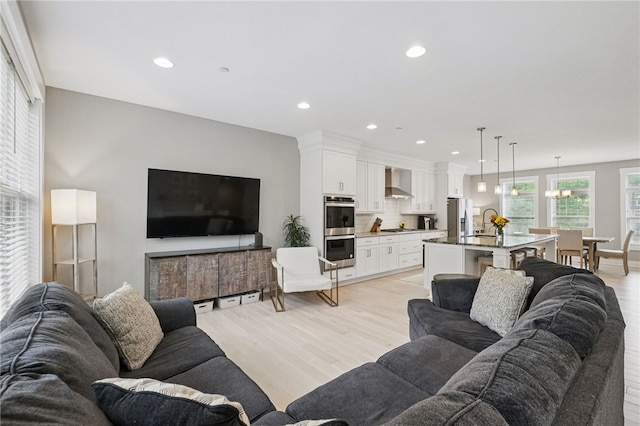 349 Azalea, Peters Twp, PA 15367 - living area featuring recessed lighting and light wood-style floors