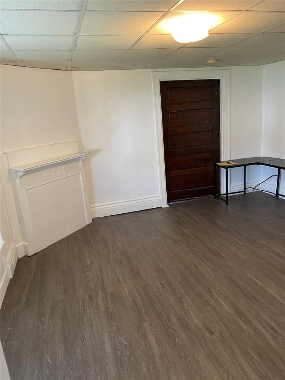 318 Mueller Ave, Crafton, PA 15205 - spare room featuring a drop ceiling and dark wood-type flooring
