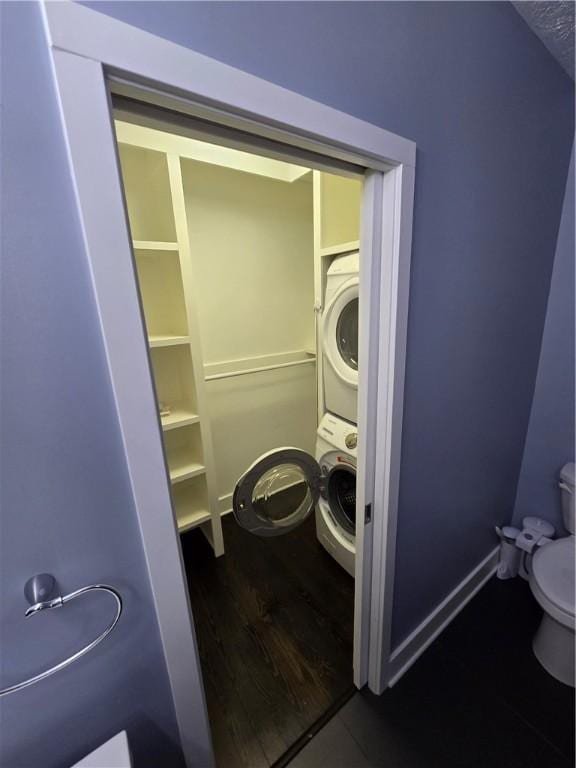 5303 Wickliff St, Lawrenceville, PA 15201 - bathroom with estacked washer and dryer and wood finished floors