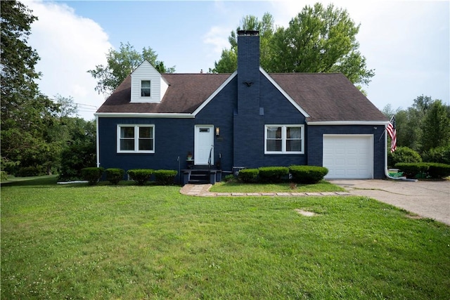 3715 Tuscarawas Rd, Brighton Twp, PA 15009 - view of front facade featuring a chimney, an attached garage, concrete driveway, and a front lawn