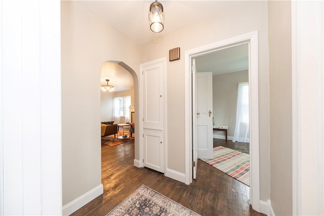 3715 Tuscarawas Rd, Brighton Twp, PA 15009 - hallway with arched walkways and dark wood-style floors