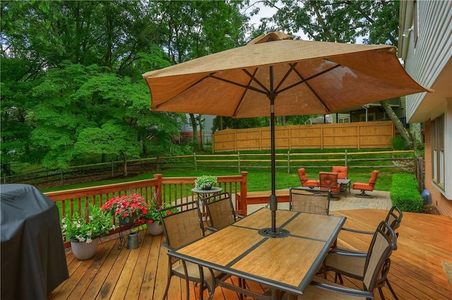 329 Oak Grove Ct, Mccandless, PA 15090 - deck with a fenced backyard, outdoor dining area, and a grill