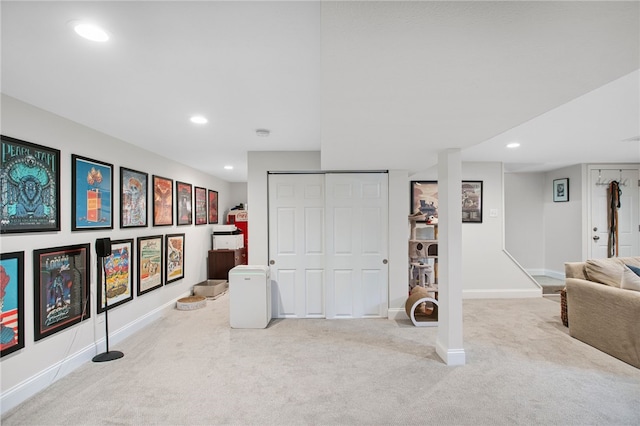 68 Cynthia Dr, Carnegie, PA 15106 - finished basement with carpet flooring and recessed lighting