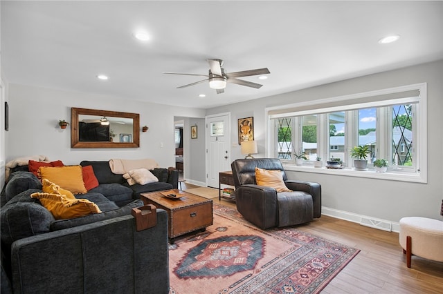 68 Cynthia Dr, Carnegie, PA 15106 - living area with wood finished floors, a ceiling fan, and recessed lighting