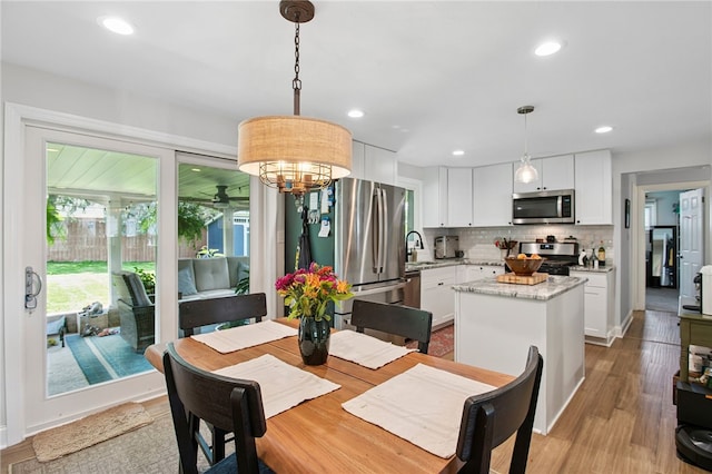 68 Cynthia Dr, Carnegie, PA 15106 - dining area with wood finished floors, recessed lighting, and ceiling fan