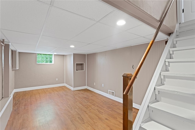 334 Shaler St, Mt Washington, PA 15211 - basement with light wood-style flooring, stairs, and recessed lighting