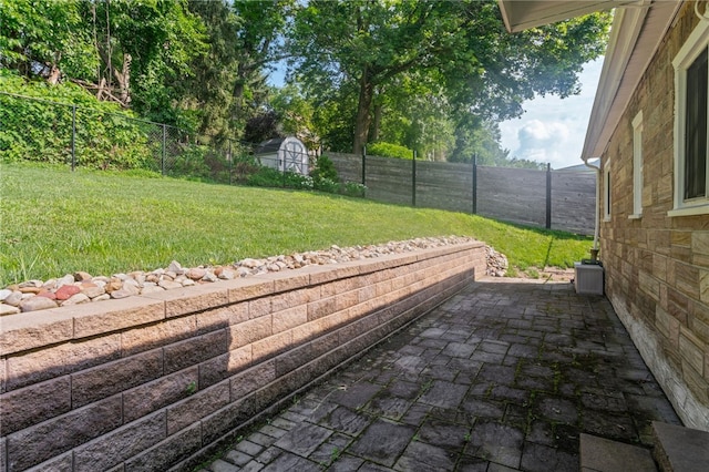 334 Shaler St, Mt Washington, PA 15211 - fenced backyard with a patio and a storage shed