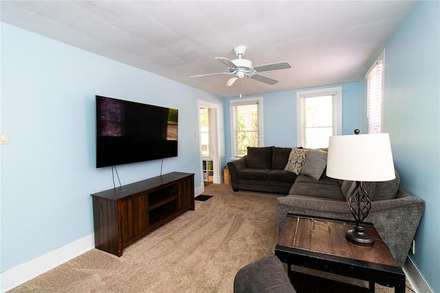 901 Alexander St, Shaler, PA 15116 - living room featuring light colored carpet and a ceiling fan