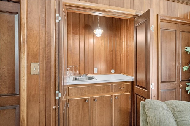 566 Ridgeview Rd, East Huntingdon, PA 15666 - bar featuring a sink and wooden walls