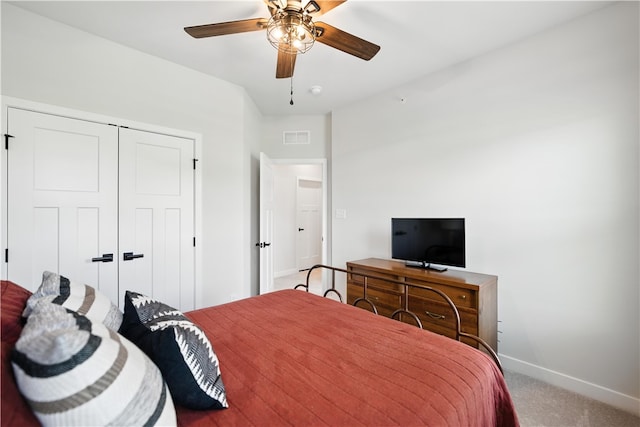 124 Rivulet Pl, Jackson Twp, PA 16063 - bedroom with carpet flooring, a closet, and a ceiling fan
