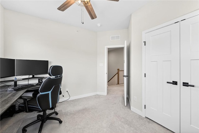 124 Rivulet Pl, Jackson Twp, PA 16063 - home office featuring light colored carpet and a ceiling fan
