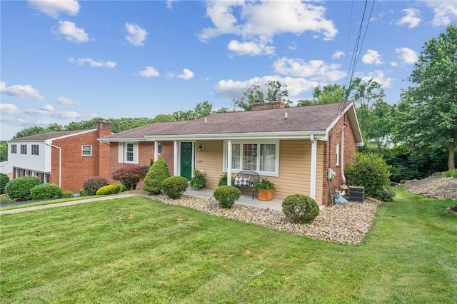 12 Lynmar Dr, Shaler, PA 15209 - single story home featuring a chimney, covered porch, and a front lawn