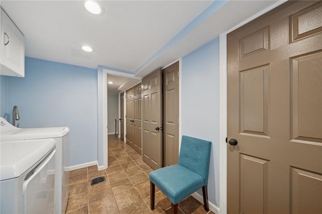 12 Lynmar Dr, Shaler, PA 15209 - laundry room featuring cabinet space, washer and dryer, recessed lighting, and light tile patterned floors
