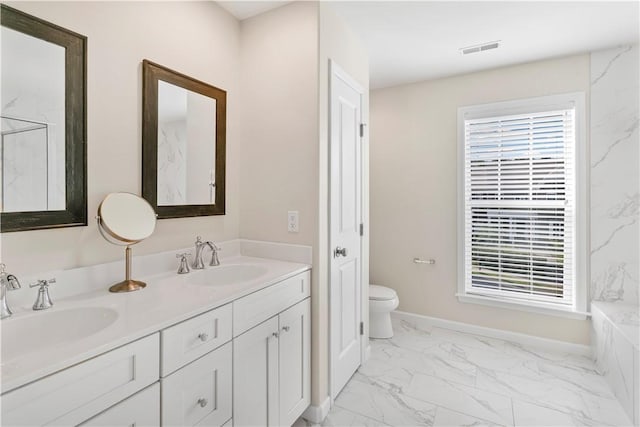 109 Overbrook Dr, Cranberry Twp, PA 16066 - full bathroom featuring marble look tile flooring and double vanity