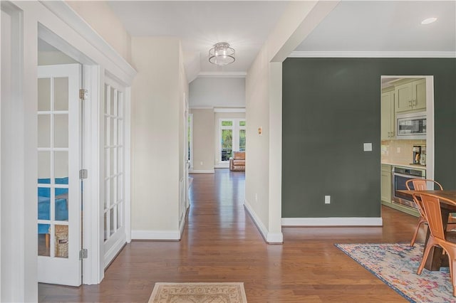 109 Overbrook Dr, Cranberry Twp, PA 16066 - entrance foyer with french doors, wood finished floors, and ornamental molding