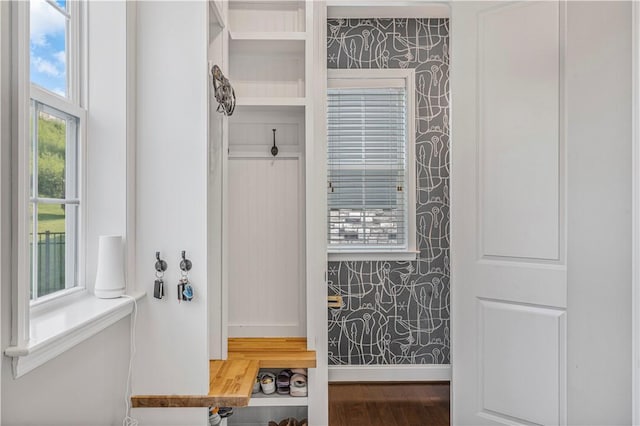 109 Overbrook Dr, Cranberry Twp, PA 16066 - mudroom with wallpapered walls and wood finished floors