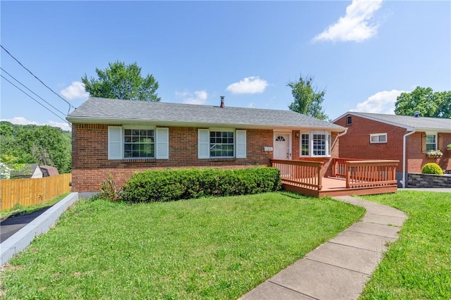 1625 Loretta Dr, Penn Hills, PA 15235 - ranch-style home featuring brick siding and a wooden deck