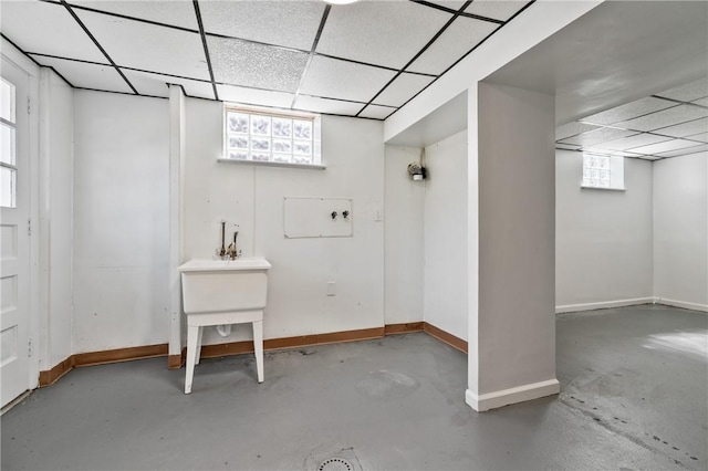 1625 Loretta Dr, Penn Hills, PA 15235 - below grade area with a drop ceiling and healthy amount of natural light