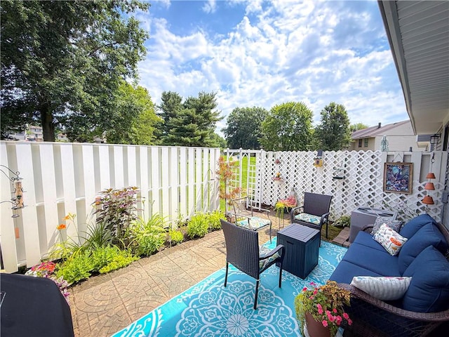 534 Hunters Path Rd, South Fayette, PA 15017 - fenced backyard featuring a patio and an outdoor living space