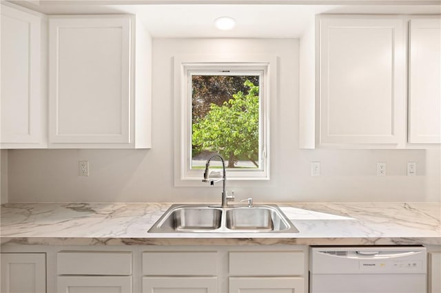 1837 Stoystown, Somerset Twp, PA 15541 - kitchen featuring white dishwasher, white cabinets, and light stone counters