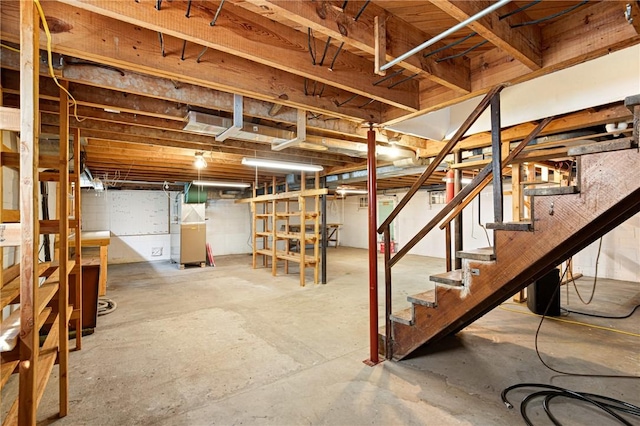 1837 Stoystown, Somerset Twp, PA 15541 - unfinished basement featuring stairs and heating unit