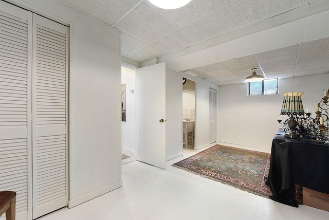 1115 Valleyview Dr, Cecil, PA 15055 - below grade area with a drop ceiling and baseboards