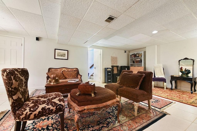 1115 Valleyview Dr, Cecil, PA 15055 - tiled living room with a drop ceiling