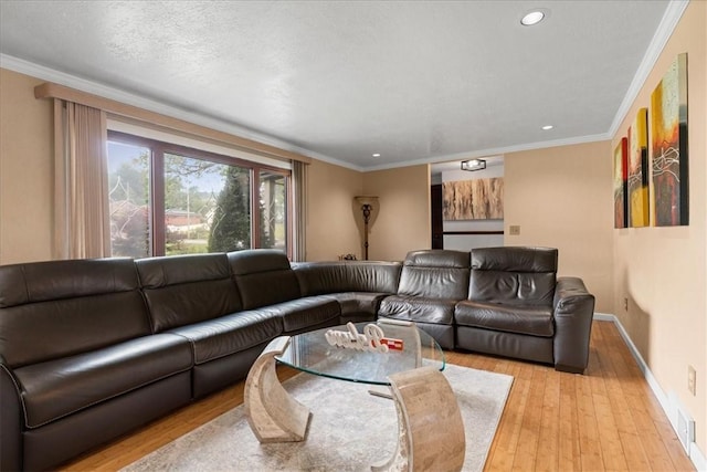 2912 Vinton, Sheraden, PA 15204 - living room with light wood-style flooring, recessed lighting, and crown molding