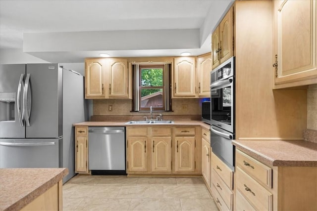 2912 Vinton, Sheraden, PA 15204 - kitchen with stainless steel appliances, light brown cabinets, and a warming drawer