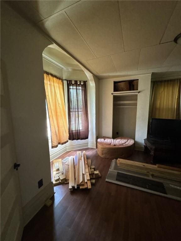 5015 Walnut St, Versailles Boro, PA 15132 - bedroom with arched walkways and wood finished floors