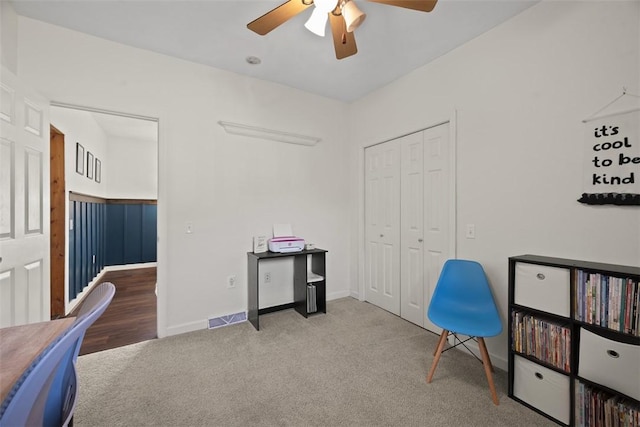 108 Republic Ave, Indiana Twp, PA 15051 - office featuring a ceiling fan and carpet flooring