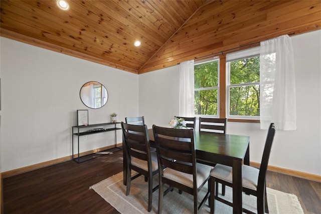 108 Republic Ave, Indiana Twp, PA 15051 - dining space with vaulted ceiling, recessed lighting, wooden ceiling, and dark wood-style floors