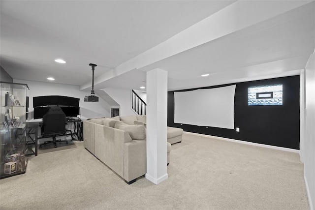 108 Republic Ave, Indiana Twp, PA 15051 - carpeted home theater room featuring recessed lighting and baseboards