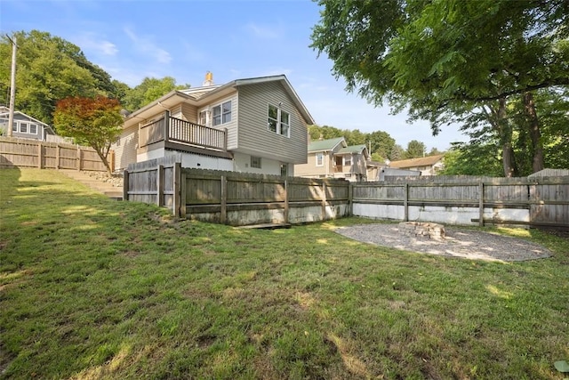 108 Republic Ave, Indiana Twp, PA 15051 - rear view of property with a fenced backyard, a balcony, and a chimney