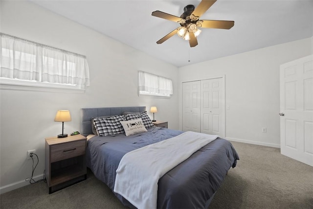 108 Republic Ave, Indiana Twp, PA 15051 - bedroom featuring carpet, a closet, and a ceiling fan