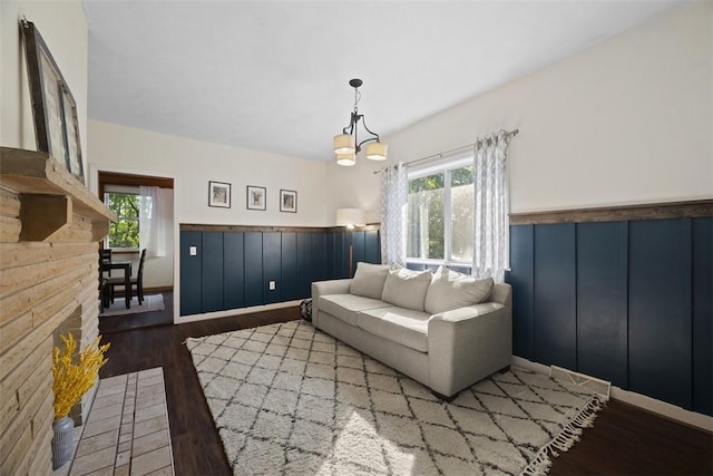 108 Republic Ave, Indiana Twp, PA 15051 - living area with wood finished floors, a wainscoted wall, and plenty of natural light