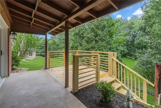 231 W Shaffer Rd, Center Twp, PA 15001 - deck featuring a lawn and a patio area