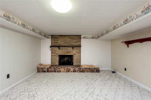 1515 George St, Unity Twp, PA 15650 - unfurnished living room featuring a fireplace and carpet flooring