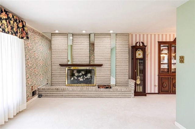 1515 George St, Unity Twp, PA 15650 - unfurnished living room featuring wallpapered walls and carpet flooring