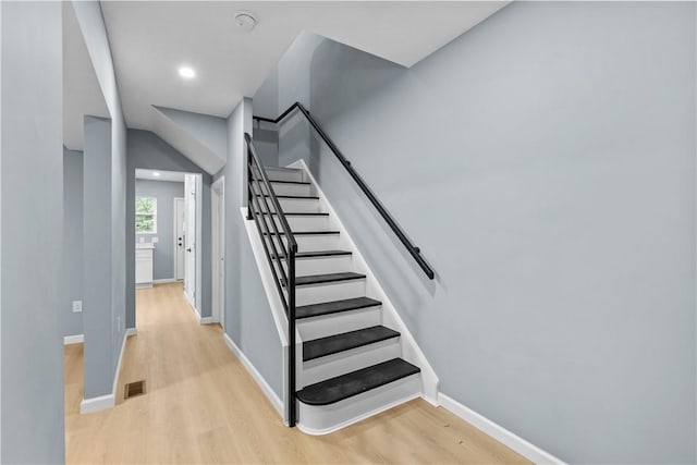 3322 Webster Ave, Schenley Heights, PA 15219 - stairs featuring wood finished floors and recessed lighting