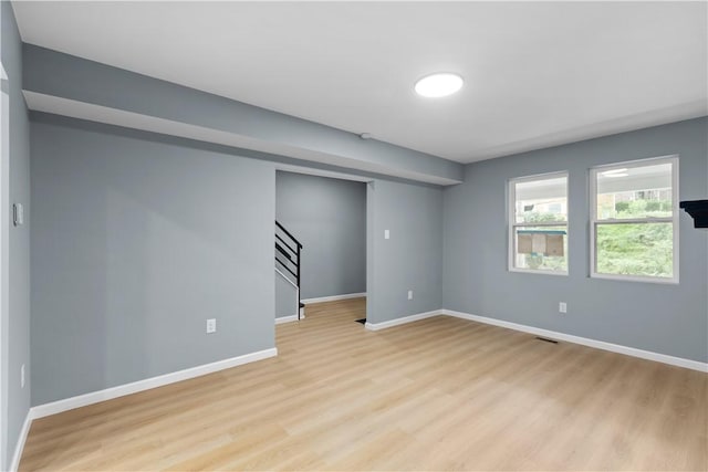 3322 Webster Ave, Schenley Heights, PA 15219 - basement with light wood-type flooring and stairs