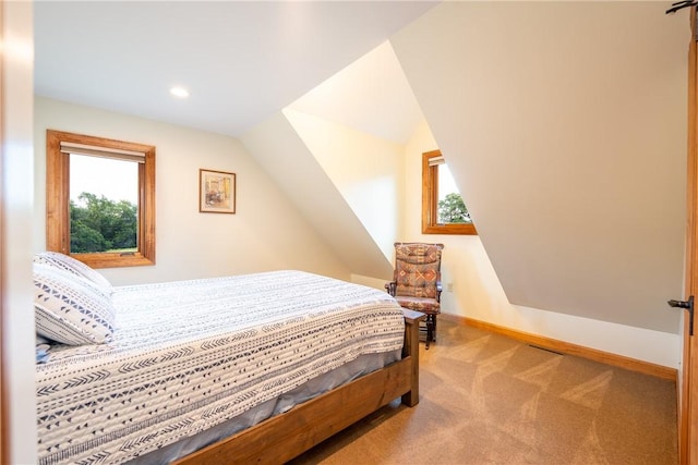 2780 Ipnar Rd, North Huntingdon, PA 15642 - carpeted bedroom featuring multiple windows, recessed lighting, and lofted ceiling
