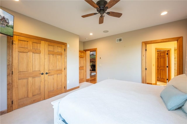 2780 Ipnar Rd, North Huntingdon, PA 15642 - carpeted bedroom with recessed lighting and a ceiling fan