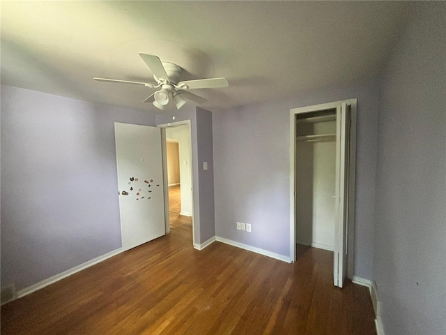 270 Wheeler Ave, Stowe Twp, PA 15136 - unfurnished bedroom featuring wood finished floors, a closet, and a ceiling fan