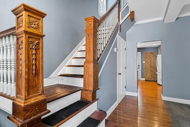 224 Bronx Ave, West View, PA 15229 - stairway with crown molding and wood finished floors