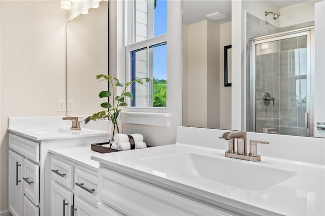214 Hunter Dr, Moon/Crescent Twp, PA 15108 - full bathroom featuring double vanity and a shower stall